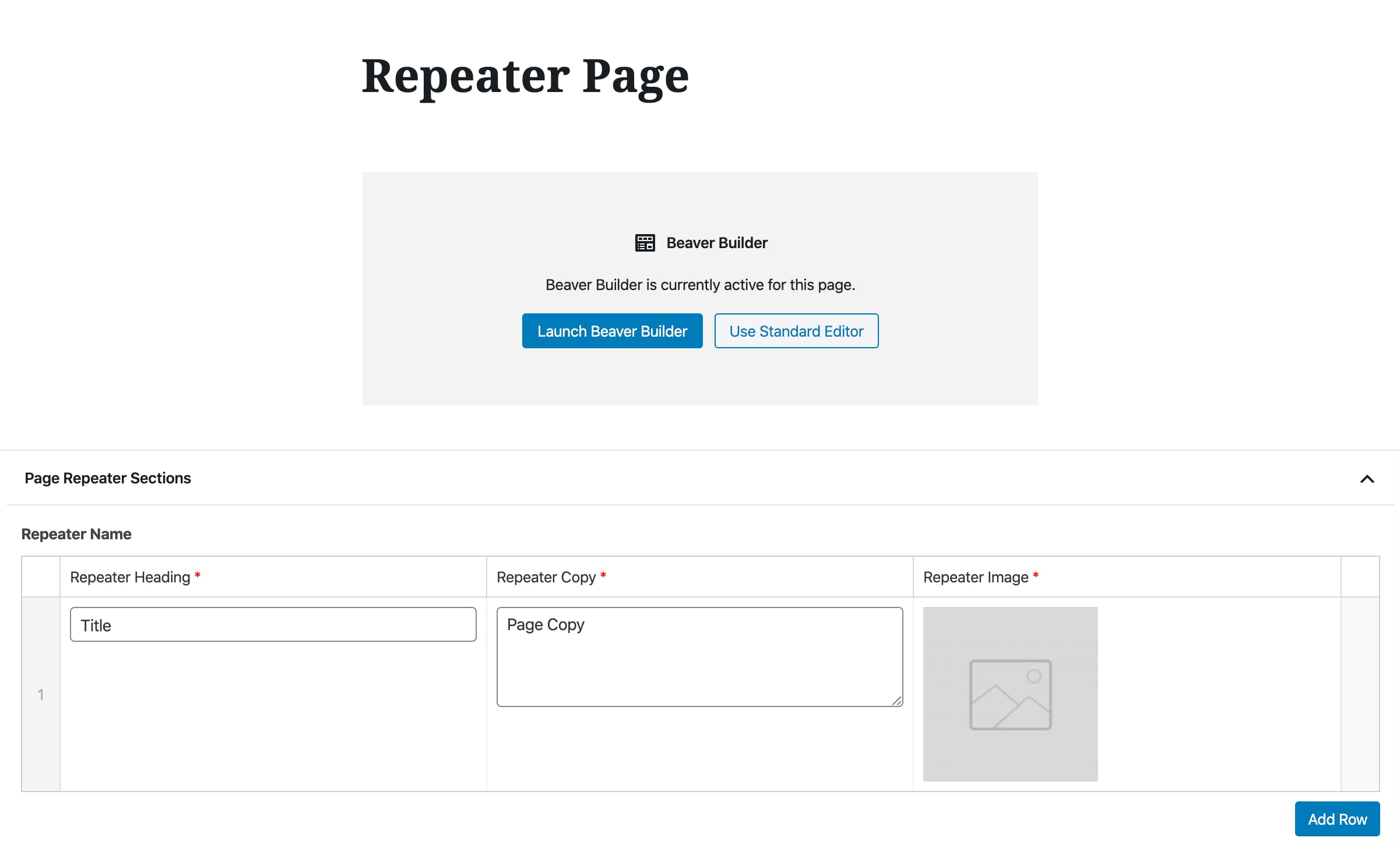 acf repeater page setup