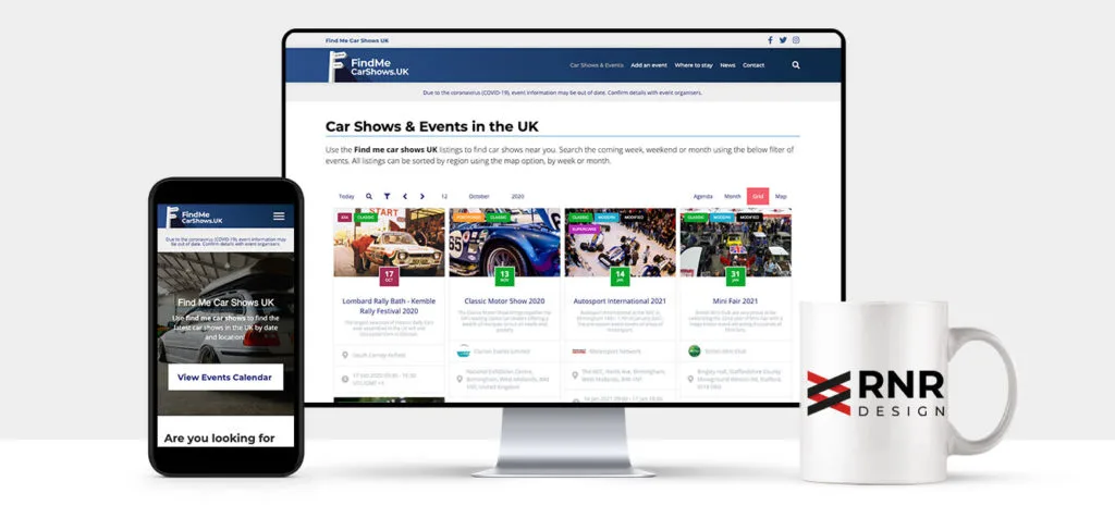 findmecarshows uk wordpress site mockup