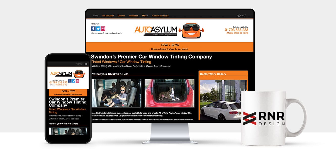 Window Tinting website for Auto Asylum Swindon RnR Web Design