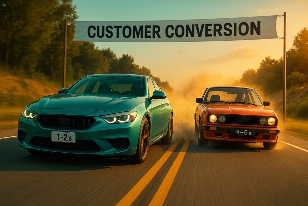 Customer Conversion Racing comparison graphic
